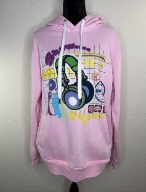 Bleecker & Mercer Showcase Headphone Pink Pocket Hoodie Sweater Large